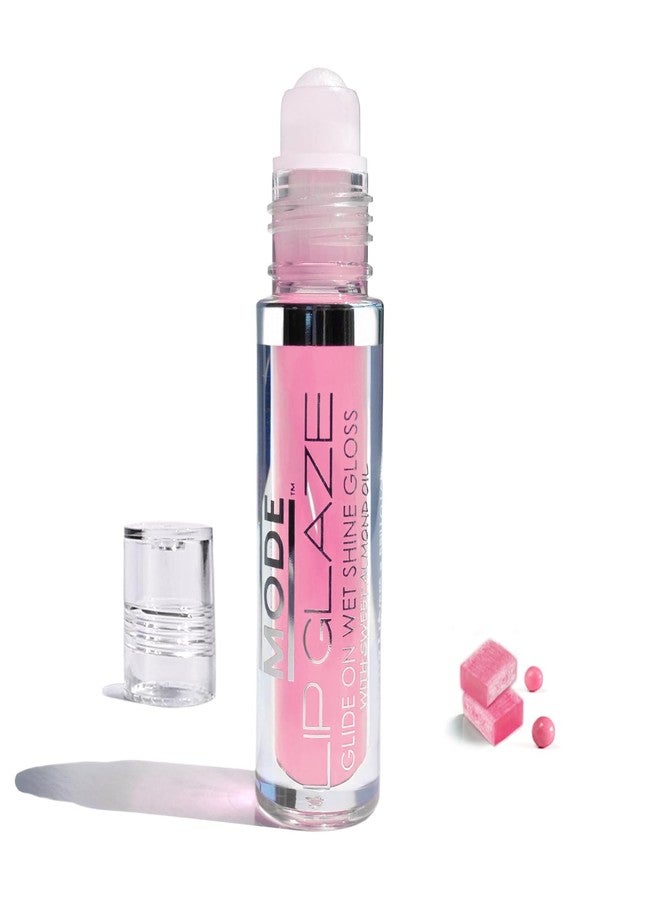 MODE Cosmetics MODE Lip Glaze Flavored Lip Gloss BUBBLE GUM Yummy Flavor Roll On Sweet Wet Deliciously Nourishing Shine, Hydrating Moisturizing Natural Skin Care Fruit Oils, Made in NY USA - Image 1